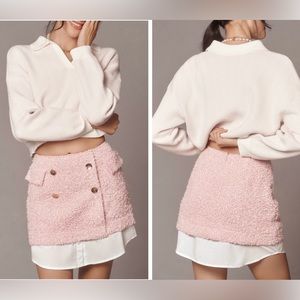 Anthropologie Maeve Layered Tweed Trench Mini Skirt